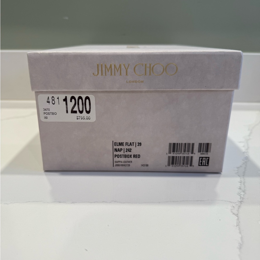 NWT!-{Jimmy Choo}-Size:39-Elme Flat in Red - Picture 2 of 9